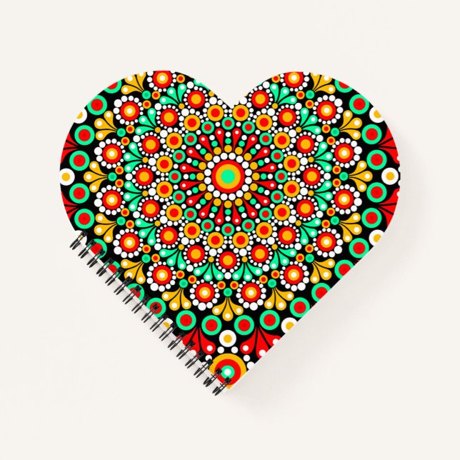 Cuaderno Espiral Patrón Mandala Colorido Boho Punt (Anverso)