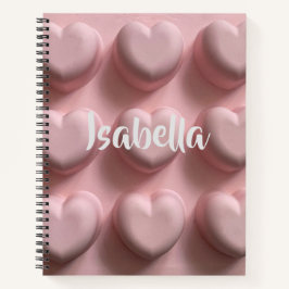 Cuaderno Espiral personalizada de corazones rosados