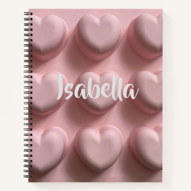 Cuaderno Espiral personalizada de corazones rosados (Anverso)