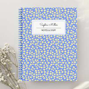 Cuaderno Espiral personalizada de flor de coqueta amarilla 