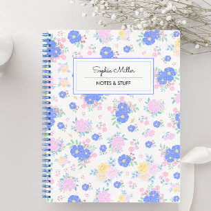Cuaderno Espiral personalizada de patrón floral de coqueta 
