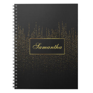 Cuaderno Espiral personalizada de Purpurina negro y oro