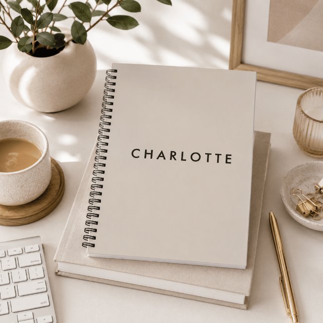 Cuaderno espiral personalizado beige moderno (Subido por el creador)