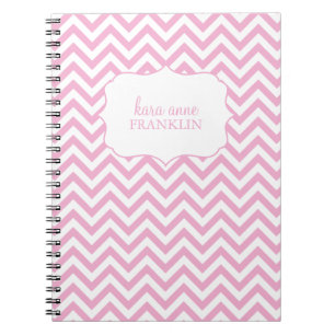 Cuaderno Espiral personalizado Chevron dulce rosado