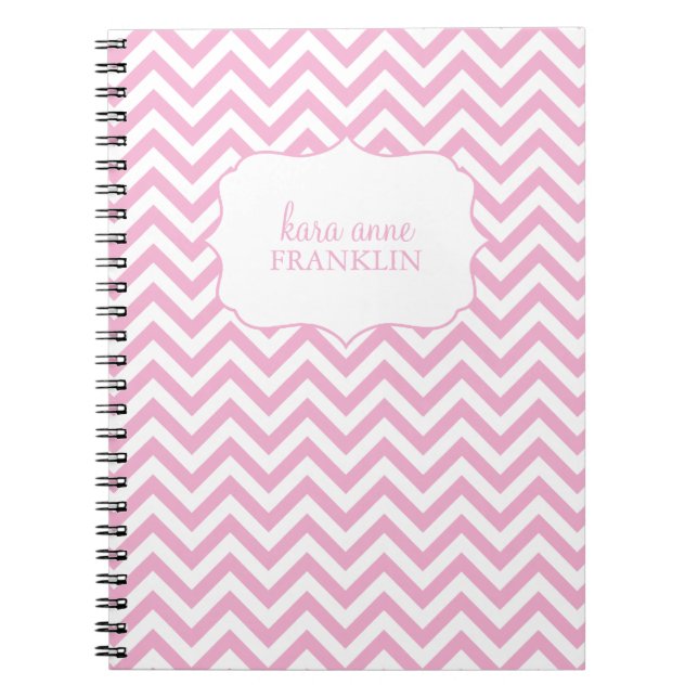 Cuaderno Espiral personalizado Chevron dulce rosado (Frente)