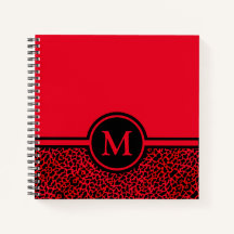 Cuaderno espiral personalizado con monograma rojo