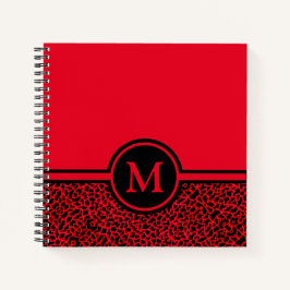 Cuaderno espiral personalizado con monograma rojo