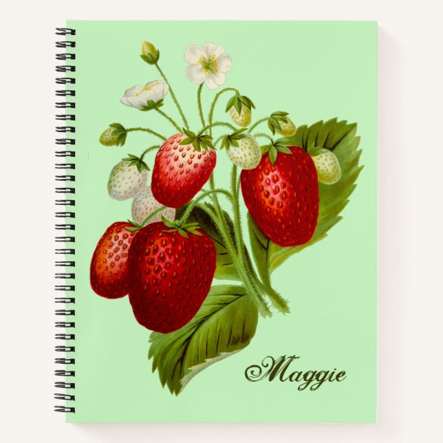 Cuaderno espiral personalizado con tema de fresa (Anverso)