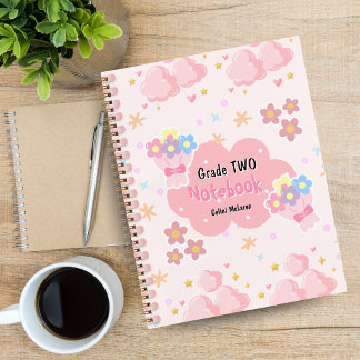 Cuaderno espiral personalizado de color rosa lindo