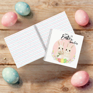 Cuaderno espiral personalizado de dos conejos de P