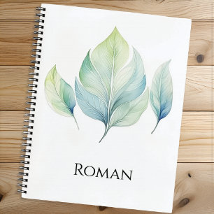 Cuaderno espiral personalizado de hoja de acuarela