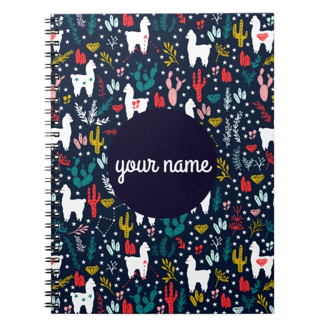 Cuaderno espiral personalizado de la alpaca (Frente)