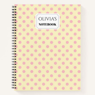 Cuaderno espiral personalizado de lunares rosados