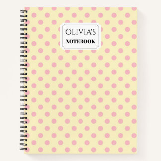 Cuaderno espiral personalizado de lunares rosados