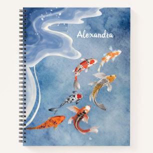 Cuaderno espiral personalizado de peces Koi