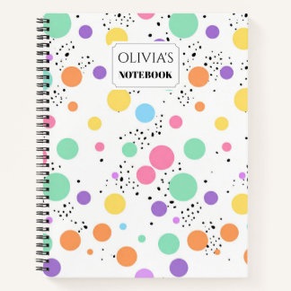 Cuaderno espiral personalizado de puntos pastel re