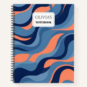 Cuaderno espiral personalizado de remolino azul y