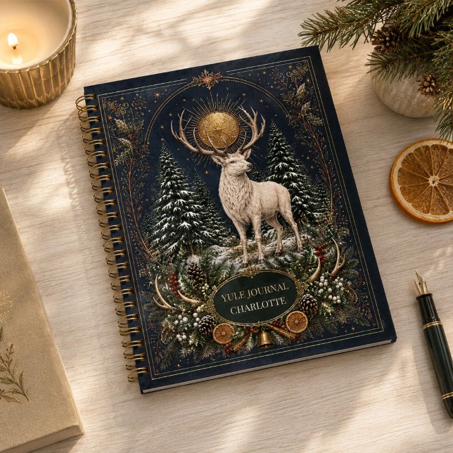 Cuaderno espiral personalizado del Libro de Ciervo (Personalized Book of Yule Deer Spiral Notebook)