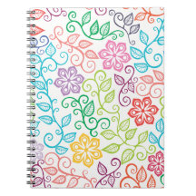 Cuaderno espiral personalizado floral colorido