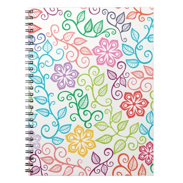 Cuaderno espiral personalizado floral colorido (Frente)