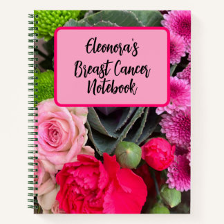 Cuaderno Espiral Personalizado floral rosa con cáncer de ma