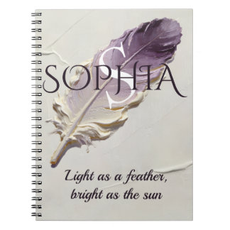 Cuaderno Espiral Personalizado Pluma Morada Monogr