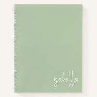 Cuaderno espiral personalizado verde salvia