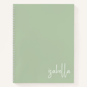 Cuaderno espiral personalizado verde salvia