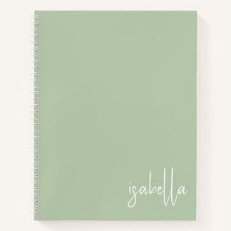 Cuaderno espiral personalizado verde salvia