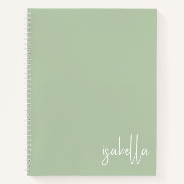 Cuaderno espiral personalizado verde salvia (Anverso)
