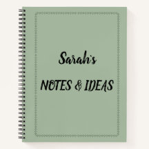 Cuaderno Espiral Personalizado Verde Salvia Modern
