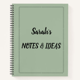 Cuaderno Espiral Personalizado Verde Salvia Modern