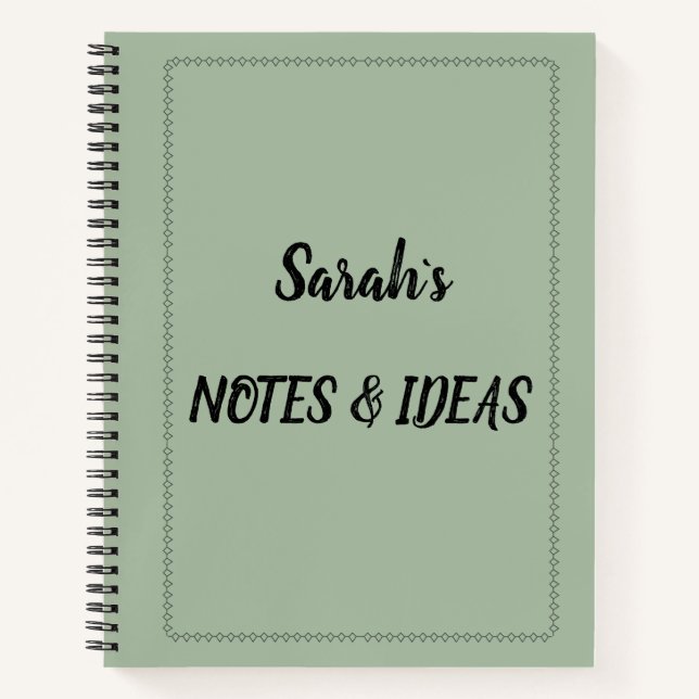 Cuaderno Espiral Personalizado Verde Salvia Modern (Anverso)