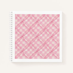 CUADERNO ESPIRAL PINK CHECK QUILT 8.5x8.5 / Blanco