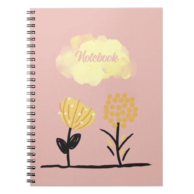 Cuaderno Espiral Poster de las flores amarillas blancas de  (Frente)
