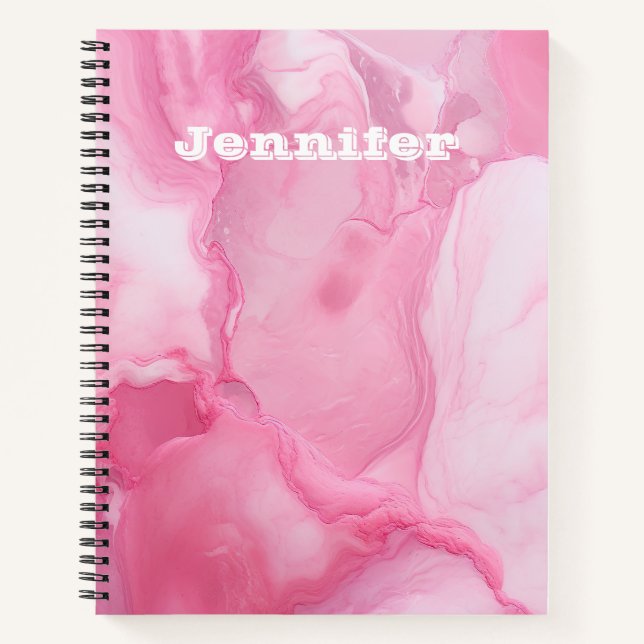 Cuaderno Espiral retro rosa minimalista lindo personalizado (Anverso)