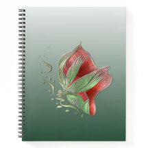Cuaderno espiral rojo y verde elegante