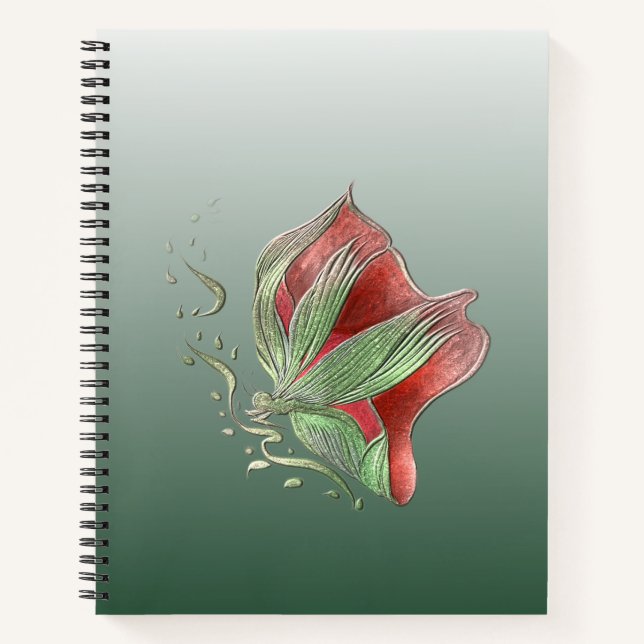 Cuaderno espiral rojo y verde elegante (Anverso)