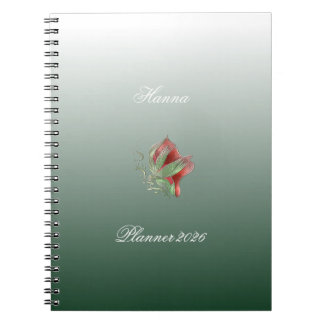 Cuaderno espiral rojo y verde elegante