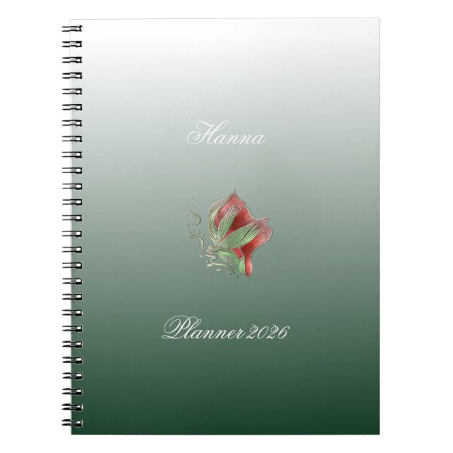 Cuaderno espiral rojo y verde elegante (Frente)