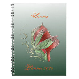 Cuaderno espiral rojo y verde elegante