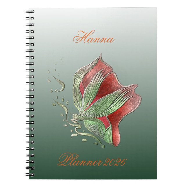 Cuaderno espiral rojo y verde elegante (Frente)