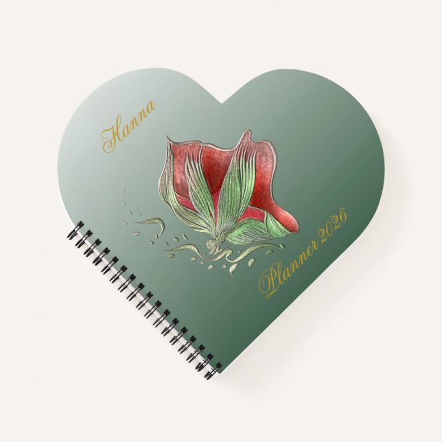 Cuaderno espiral rojo y verde elegante (Anverso)