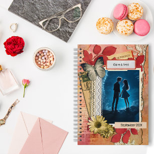 Cuaderno Espiral romántica de flores de collage al estilo S