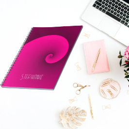 Cuaderno Espiral rosa caliente Monograma moderno de moda