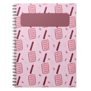 Cuaderno espiral rosa Jou con patrón de lápiz y pa
