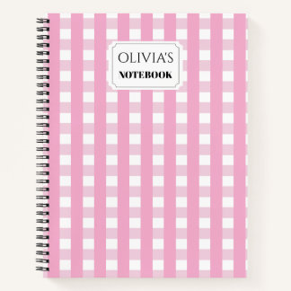 Cuaderno espiral rosa personalizado con cuadros