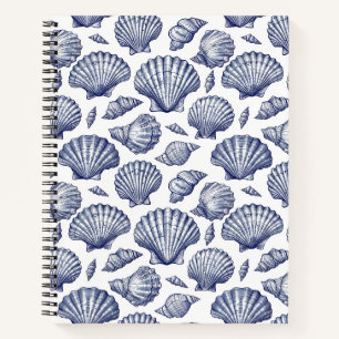 Cuaderno espiral temático de playa con conchas mar