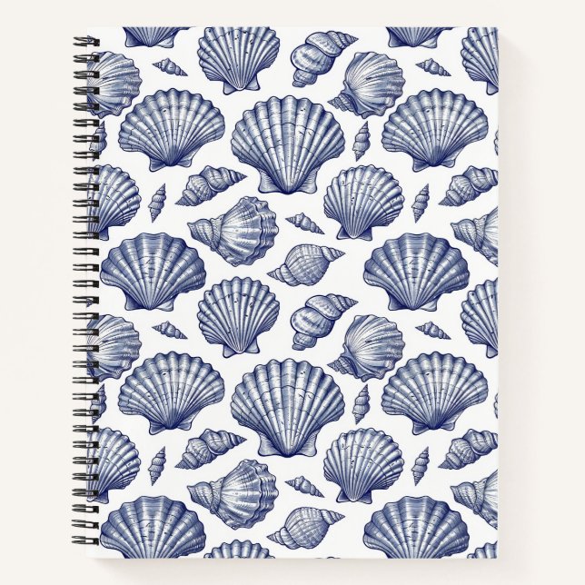 Cuaderno espiral temático de playa con conchas mar (Anverso)