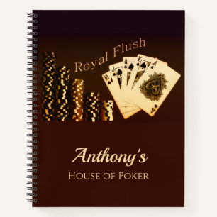 Cuaderno espiral temático de póquer Royal Flush